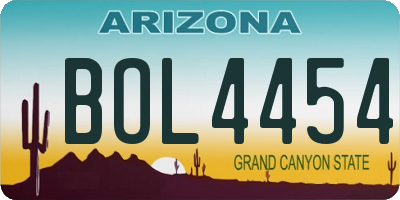 AZ license plate BOL4454