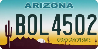 AZ license plate BOL4502