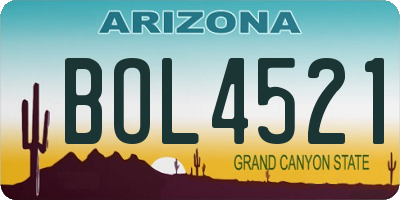 AZ license plate BOL4521