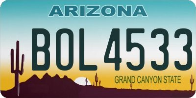 AZ license plate BOL4533