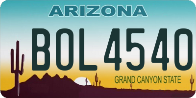 AZ license plate BOL4540
