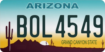 AZ license plate BOL4549