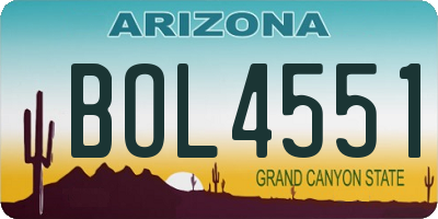 AZ license plate BOL4551