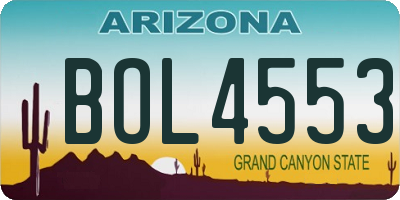 AZ license plate BOL4553