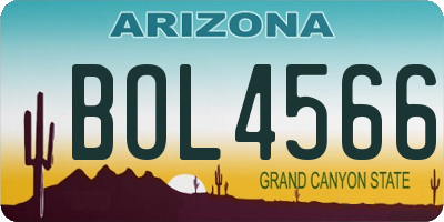 AZ license plate BOL4566