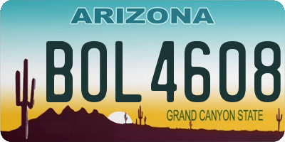 AZ license plate BOL4608