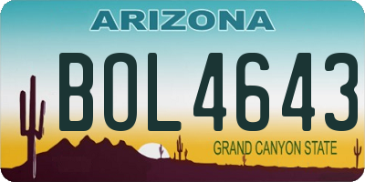 AZ license plate BOL4643
