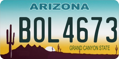 AZ license plate BOL4673