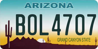AZ license plate BOL4707