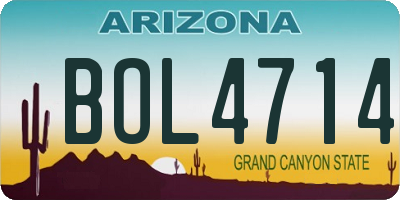 AZ license plate BOL4714