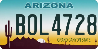 AZ license plate BOL4728