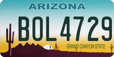 AZ license plate BOL4729
