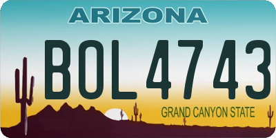 AZ license plate BOL4743