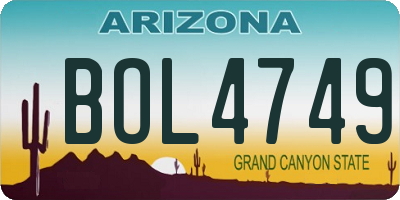 AZ license plate BOL4749