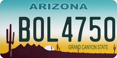AZ license plate BOL4750