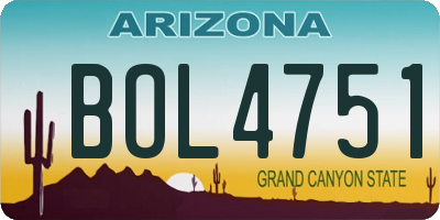 AZ license plate BOL4751