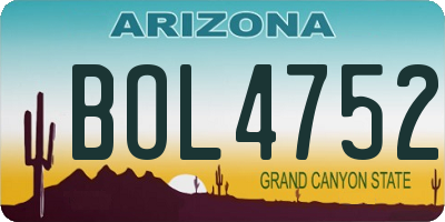 AZ license plate BOL4752