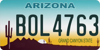 AZ license plate BOL4763