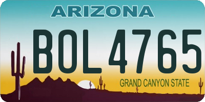 AZ license plate BOL4765
