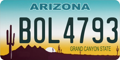 AZ license plate BOL4793