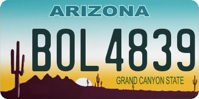 AZ license plate BOL4839