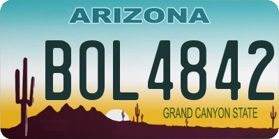 AZ license plate BOL4842