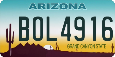 AZ license plate BOL4916