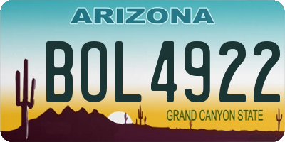 AZ license plate BOL4922