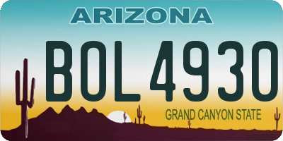 AZ license plate BOL4930