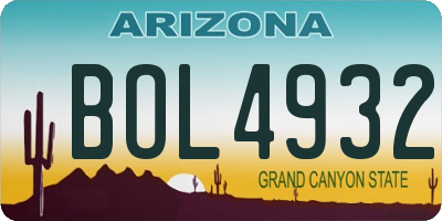 AZ license plate BOL4932