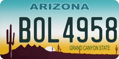 AZ license plate BOL4958