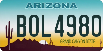 AZ license plate BOL4980