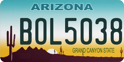 AZ license plate BOL5038