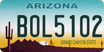 AZ license plate BOL5102