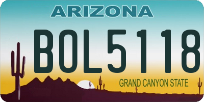 AZ license plate BOL5118