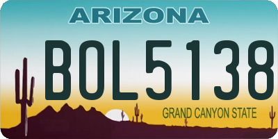 AZ license plate BOL5138