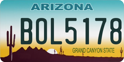 AZ license plate BOL5178
