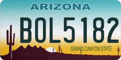 AZ license plate BOL5182