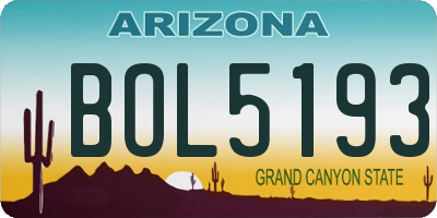 AZ license plate BOL5193