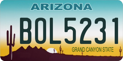 AZ license plate BOL5231