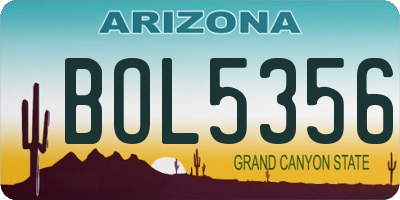 AZ license plate BOL5356