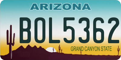AZ license plate BOL5362