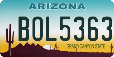 AZ license plate BOL5363