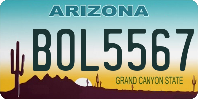 AZ license plate BOL5567