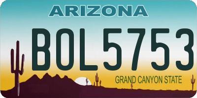 AZ license plate BOL5753