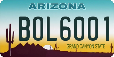 AZ license plate BOL6001