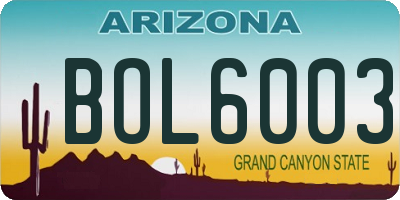 AZ license plate BOL6003