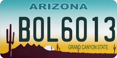 AZ license plate BOL6013