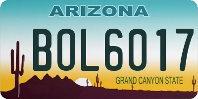 AZ license plate BOL6017