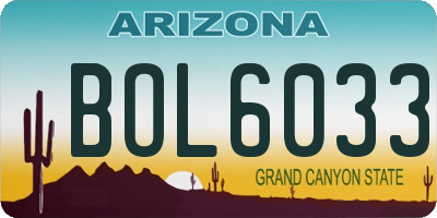 AZ license plate BOL6033